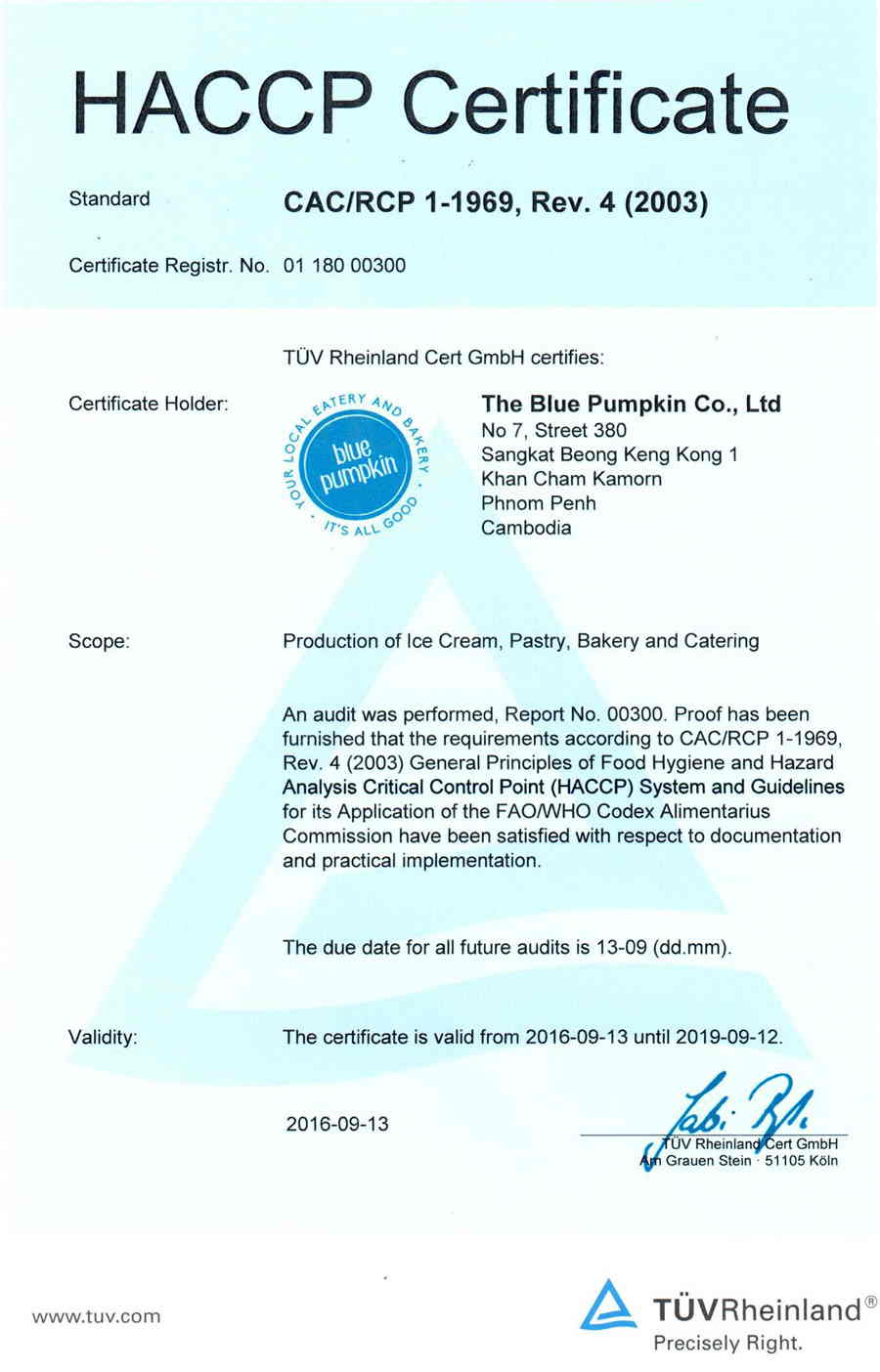 HACCP certificate